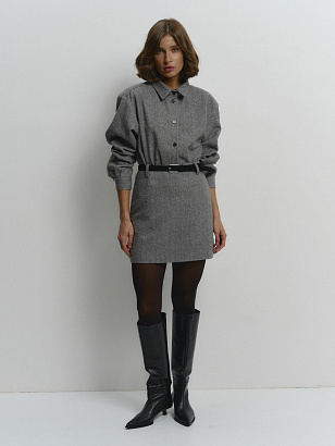 Юбка NEW LOOK длины мини из шерсти (серый)